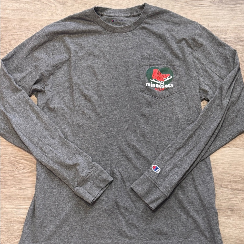 Rare Champion Heather Gray Minnesota Wild NHL Long Sleeve Tee